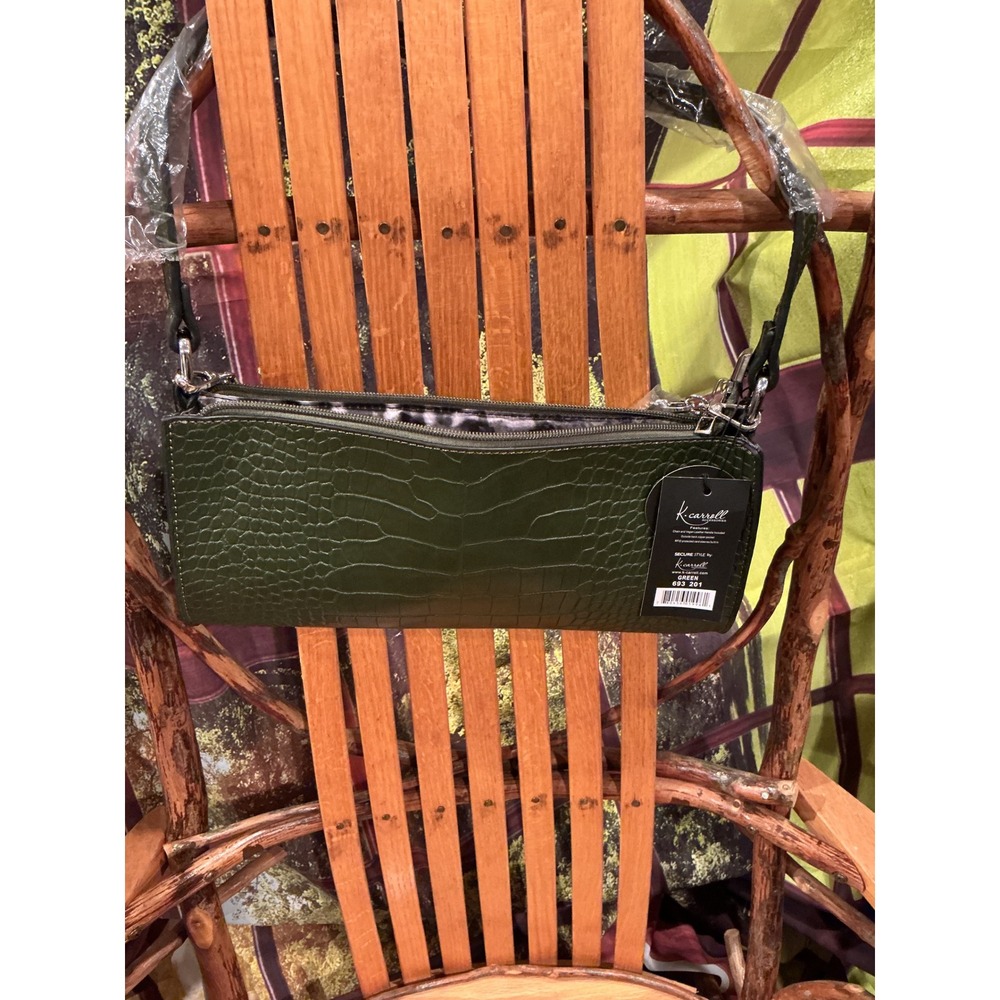 K. Carroll Green Croc Embossed Vegan Leather Crossbody Bag RFID Secure Style
